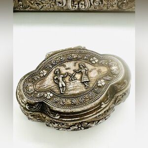 Vintage Silver Jewelry Trinket Casket Box
